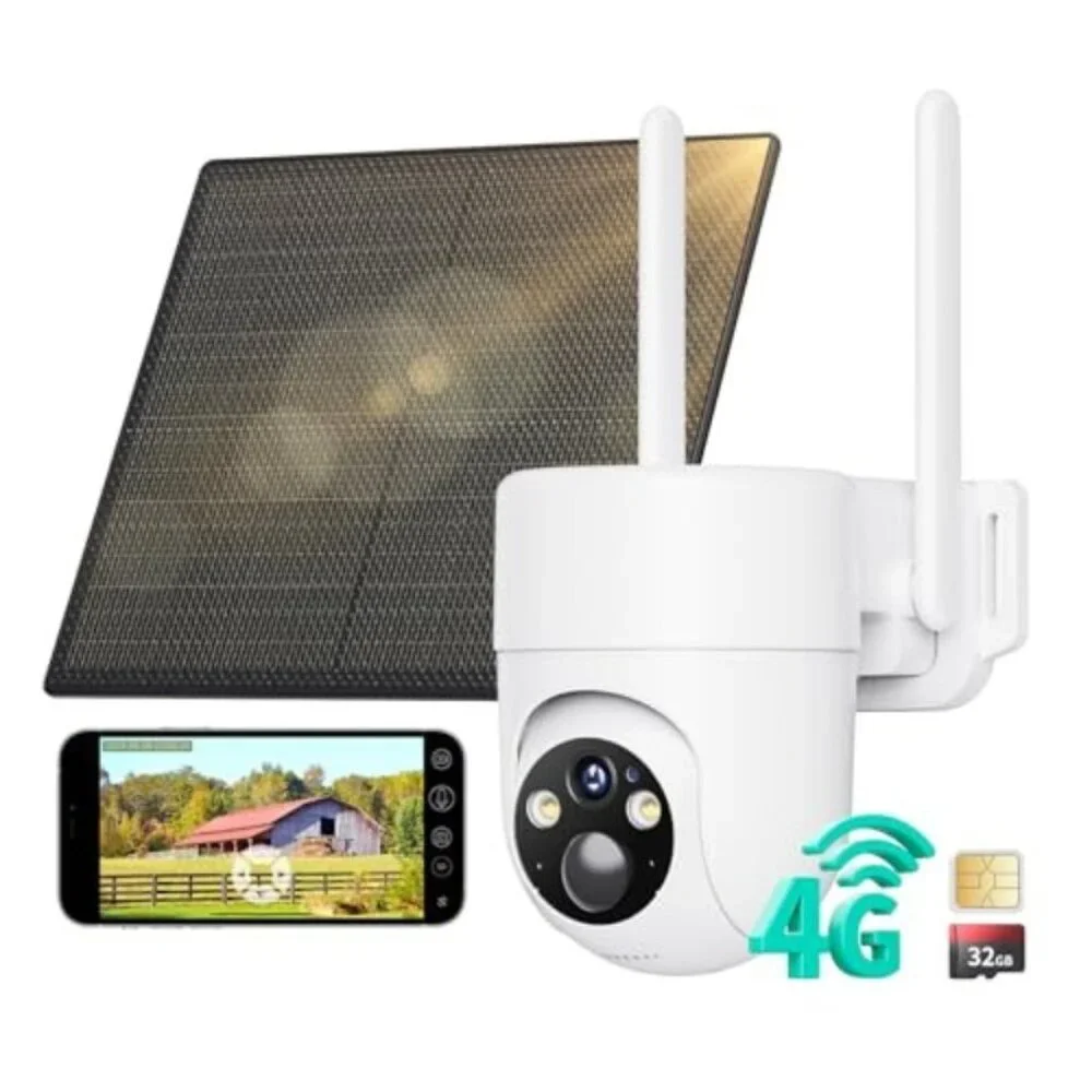 4G LTE Cellular Security Camera Outdoor Wireless for Home Security, Solar Camera
